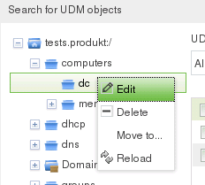 Editing LDAP container settings