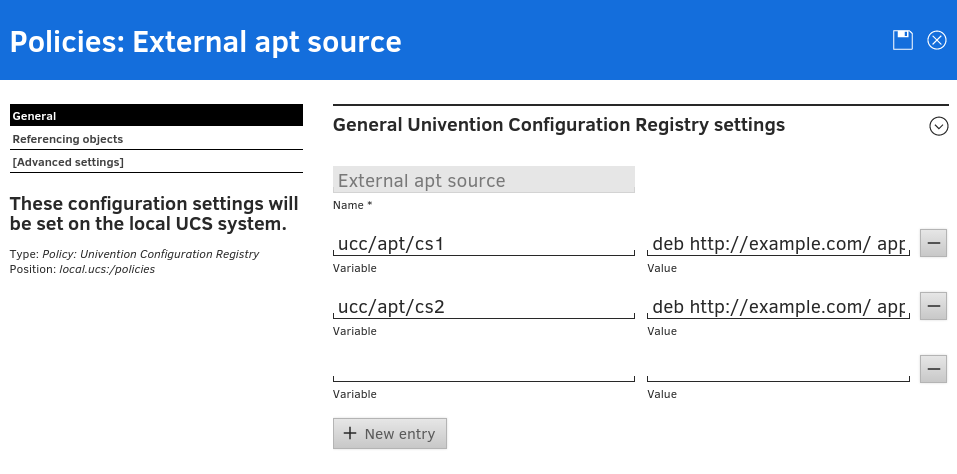 Example UCR policy for configuring an apt source