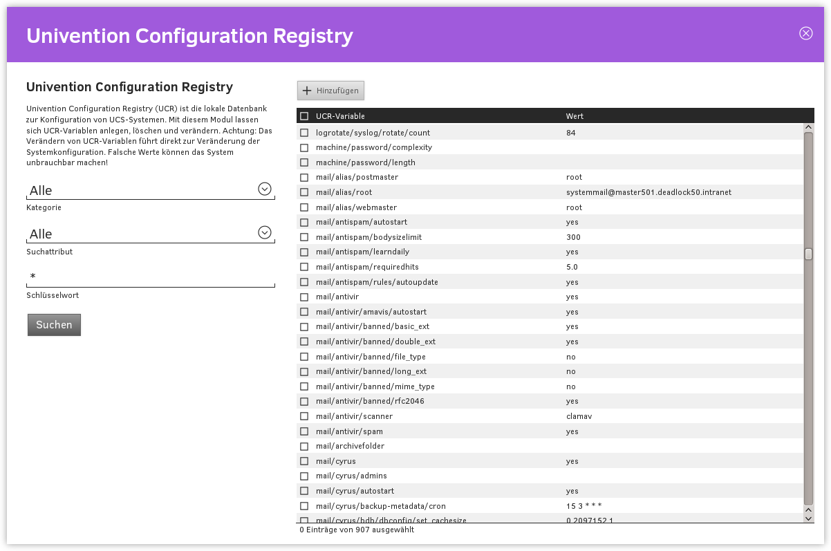 Verwaltung von Univention Configuration Registry-Variablen