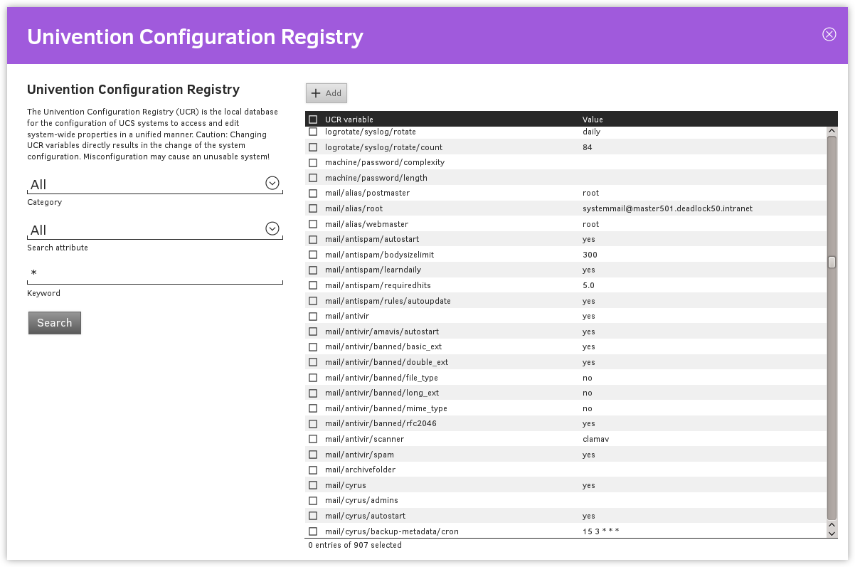 Managing Univention Configuration Registry variables