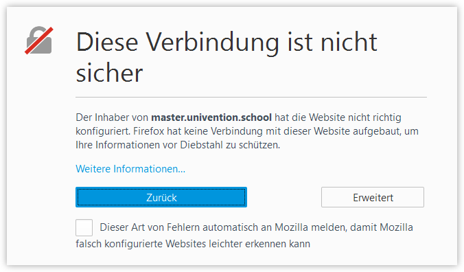 Sicherheitszertifikatswarnung in Firefox