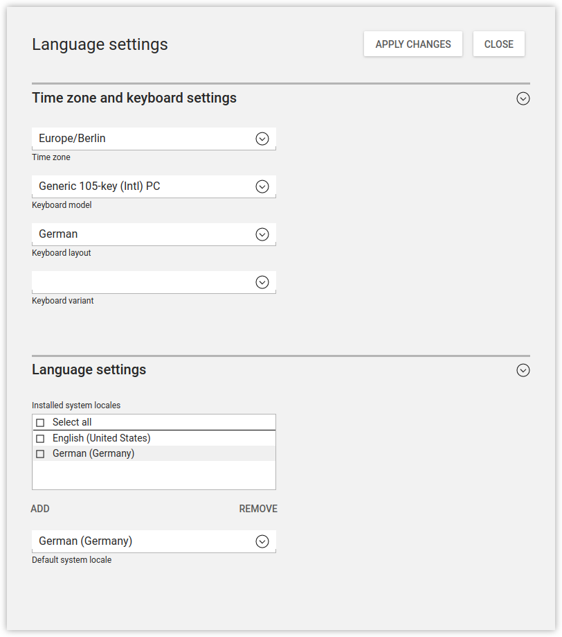 Configuring the language settings