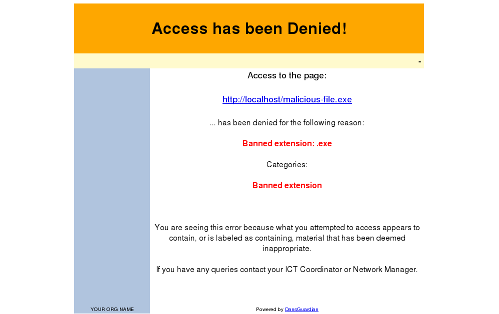 DansGuardian blocking a web site