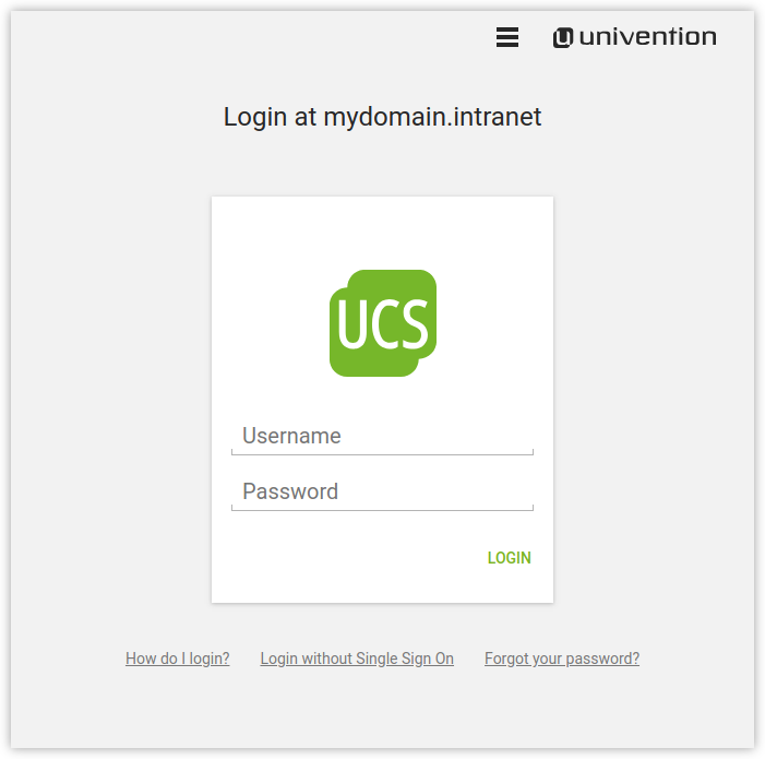 The single sign-on login page