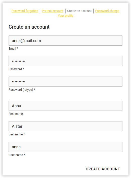 Account registration