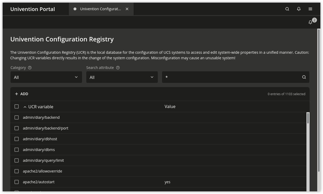 Managing Univention Configuration Registry variables