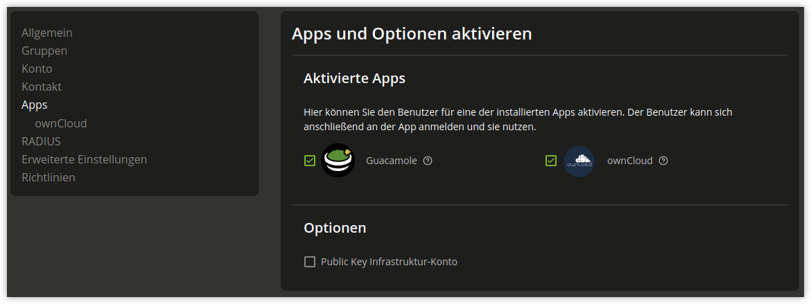 Benutzeraktivierung für installierte Apps