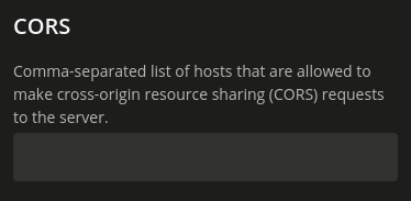 The CORS settings category of the Management API in the Univention App Center