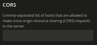 The CORS settings category of the Authorization API in the Univention App Center
