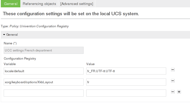 Configuring UCR values through a policy