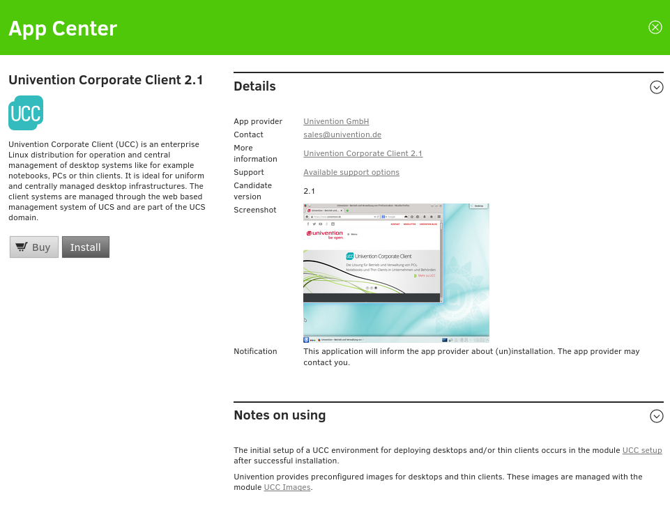 Installing UCC in the Univention App Center