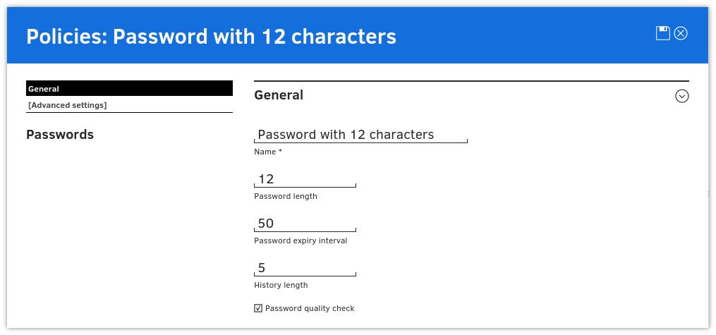Configuring a password policy