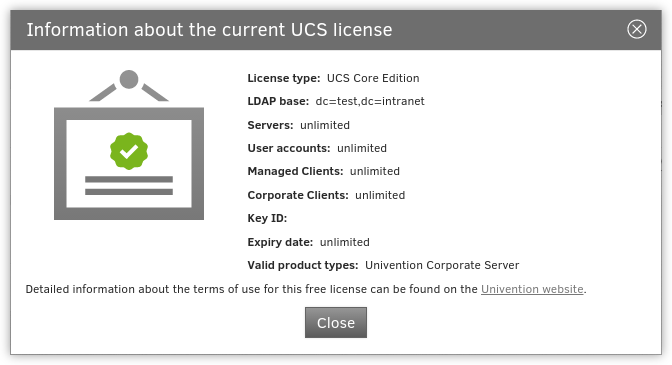 Displaying the UCS license