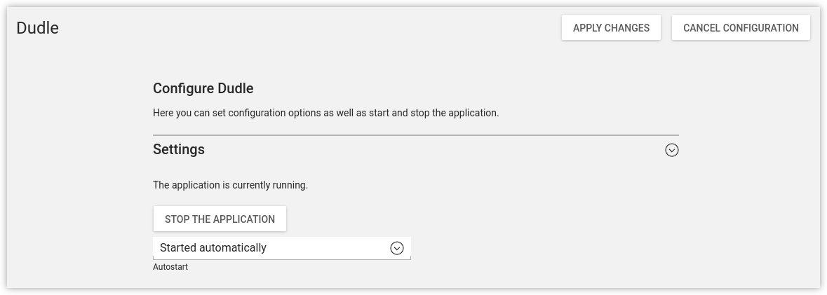 Setting of an application in the App Center