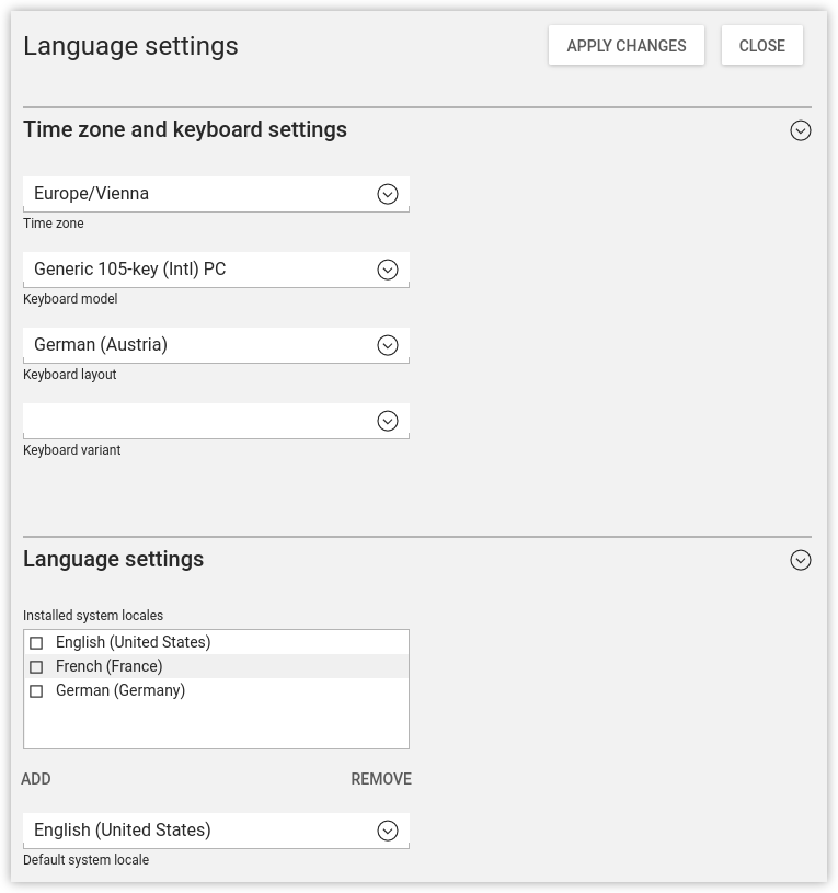 Configuring the language settings