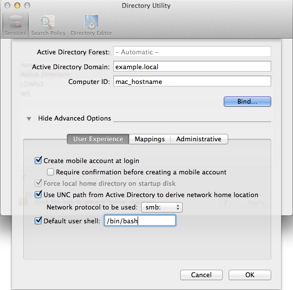 Domain join of a Mac OS X system