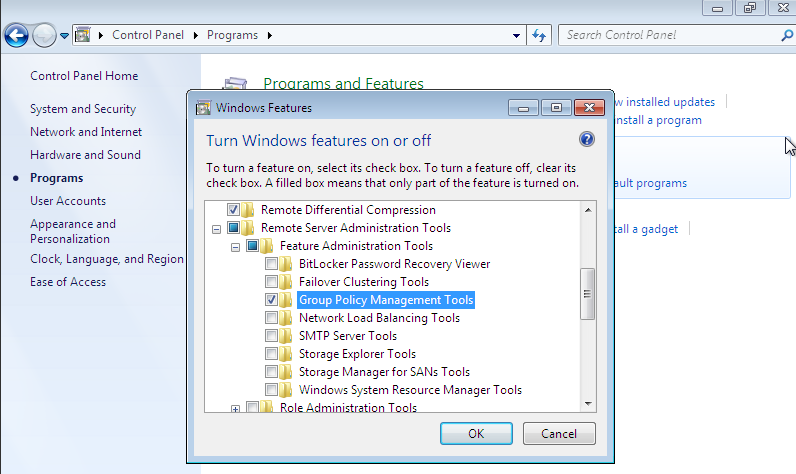 Activating the Group Policy Management tools