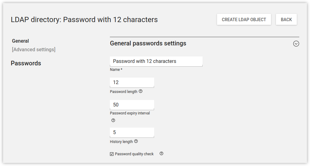 Configuring a password policy