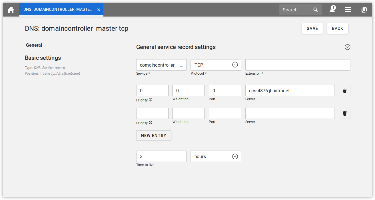 Configuring a service record