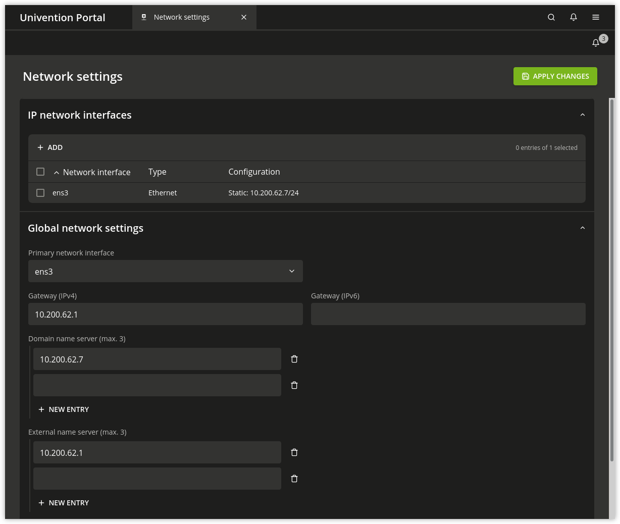 Configuring the network settings