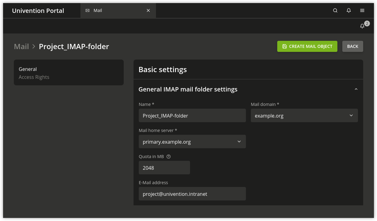 Creating a shared IMAP folder