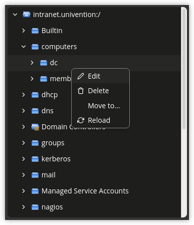 Editing LDAP container settings