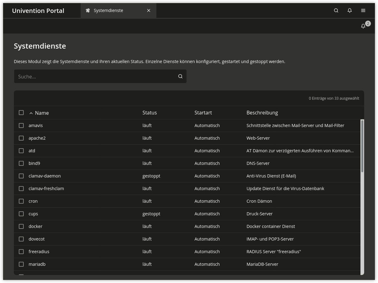 Übersicht der Systemdienste