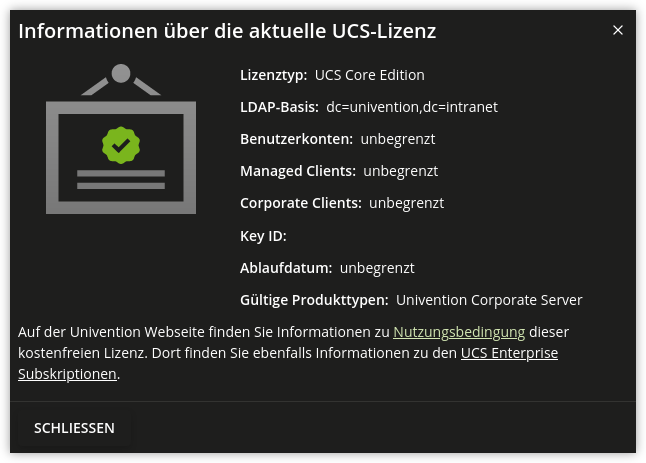 Anzeige der UCS-Lizenz