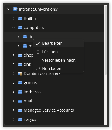 Bearbeiten von LDAP-Container-Einstellungen