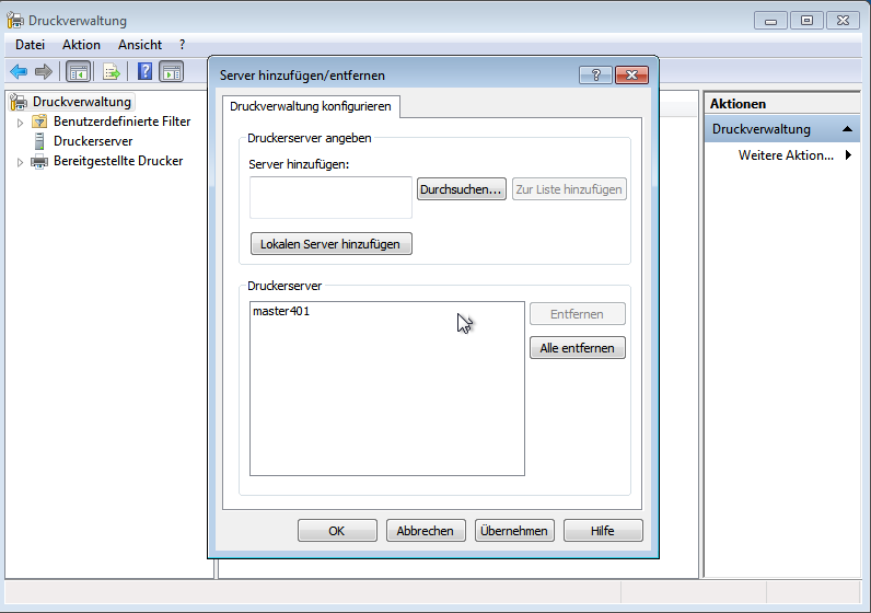 Druckerserver hinzufügen