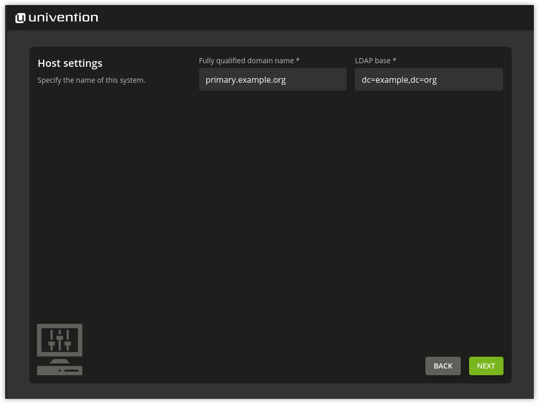 Specification of hostname and LDAP base