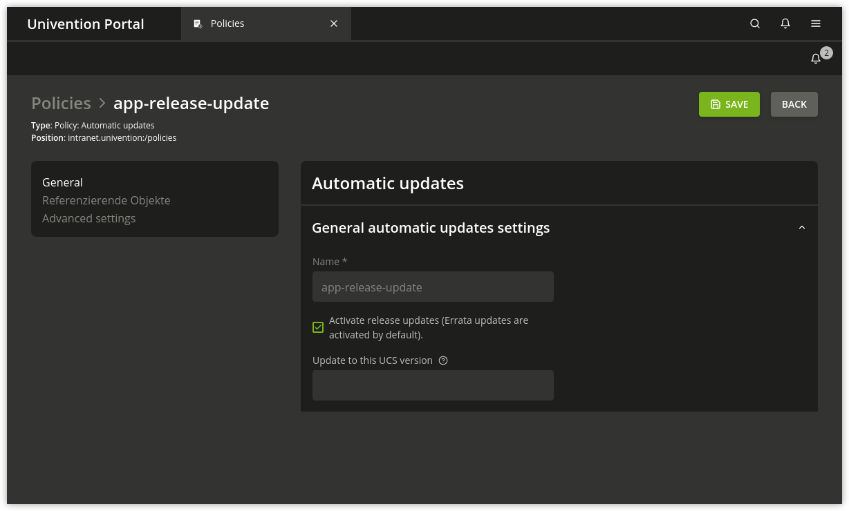 Updating UCS systems using an update policy