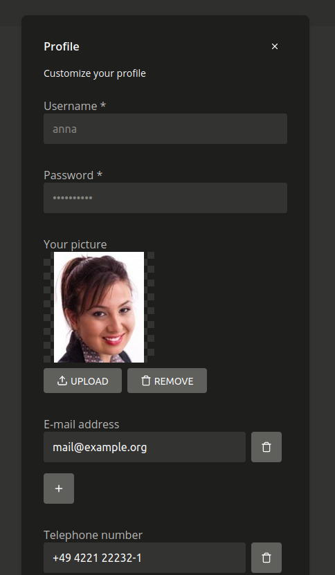 User profile self-service