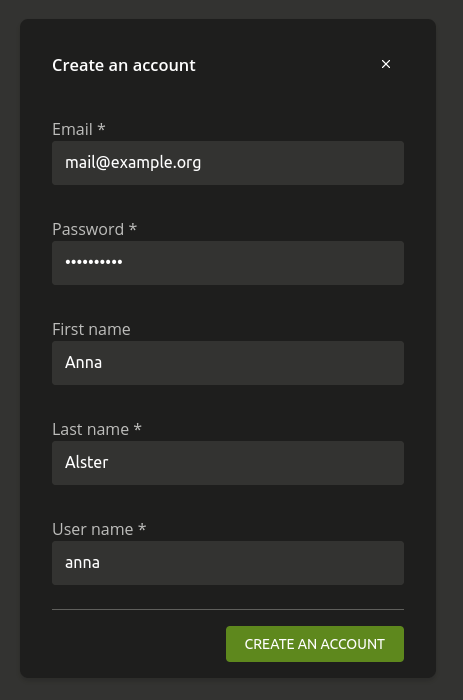 Account registration