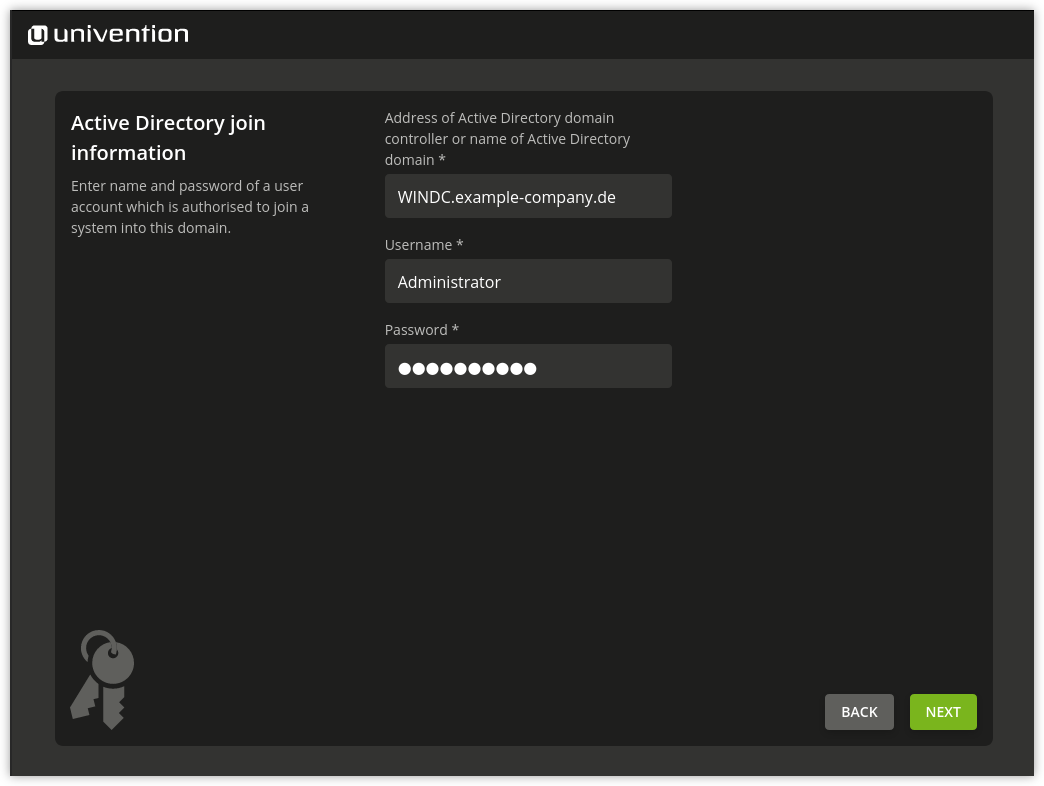 Information on the Active directory domain