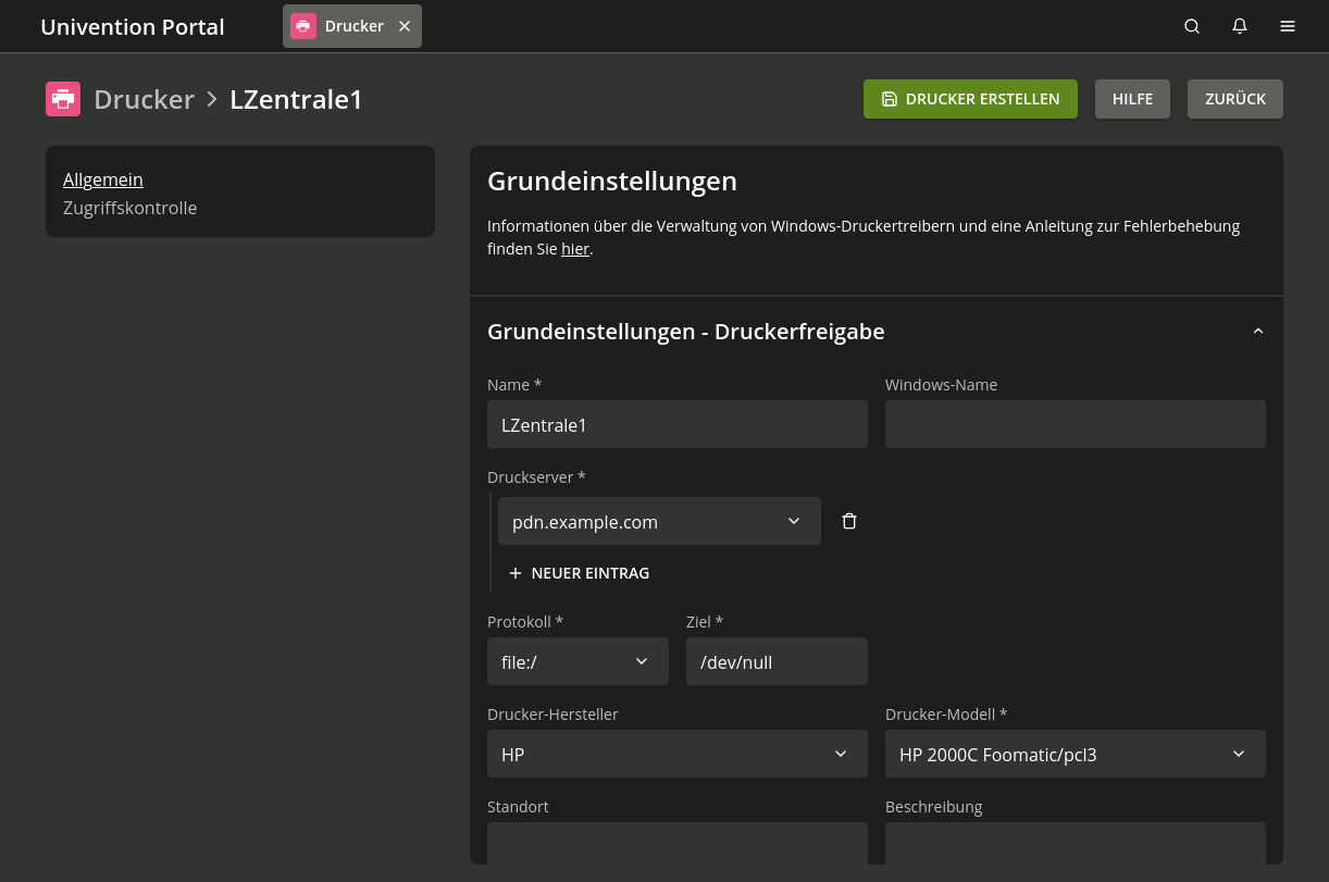 Erstellen einer Druckerfreigabe