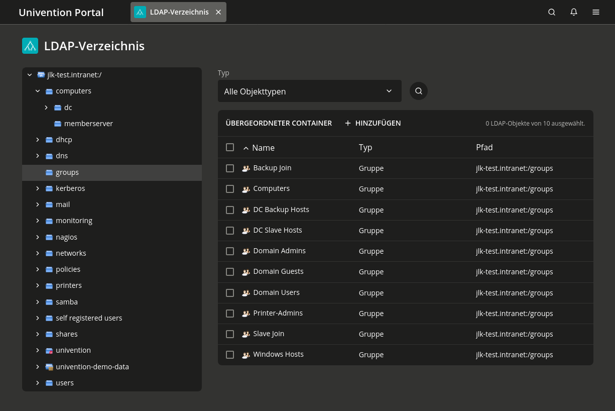 Navigation im LDAP-Verzeichnis