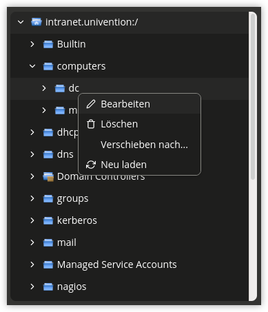 Bearbeitung der LDAP-Container-Einstellungen