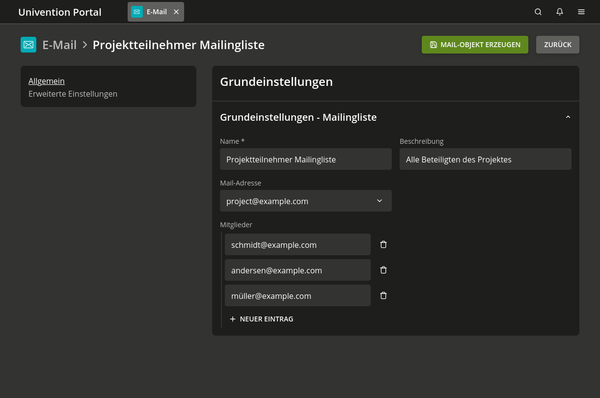 Erstellen einer Mailingliste