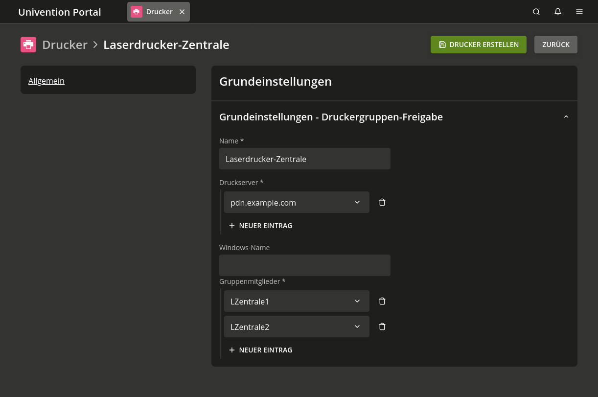 Erstellen einer Druckergruppe