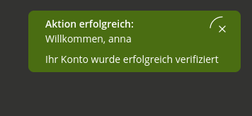 Nachricht zur Kontobestätigung