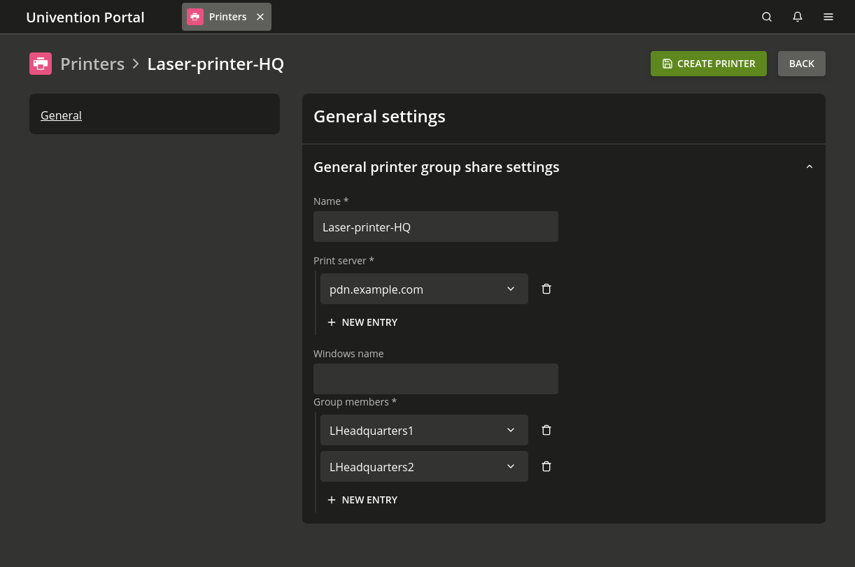 Creating a printer group