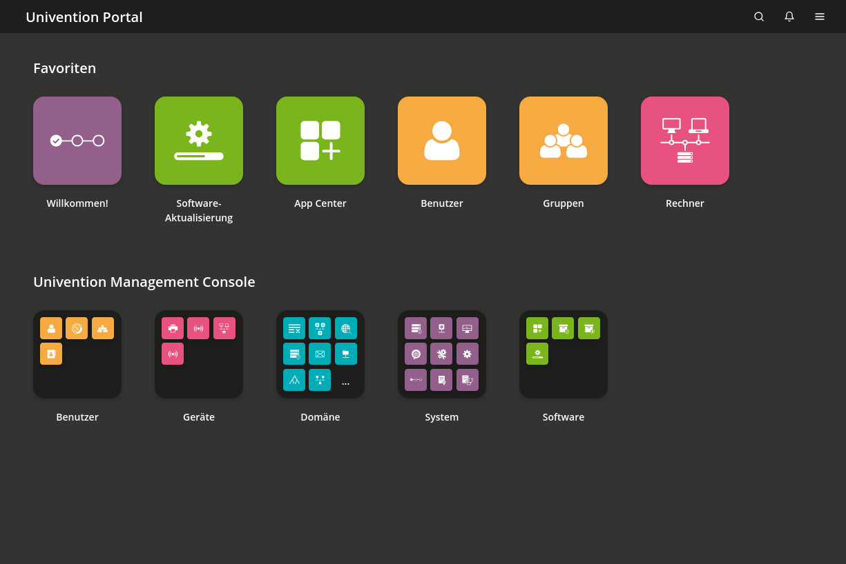 Verwaltungsmodule in der Management UI