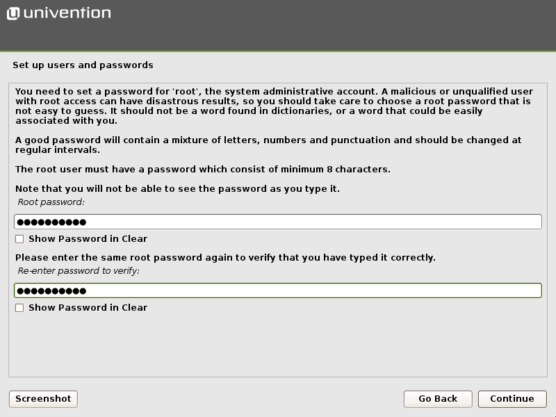 Define the root password
