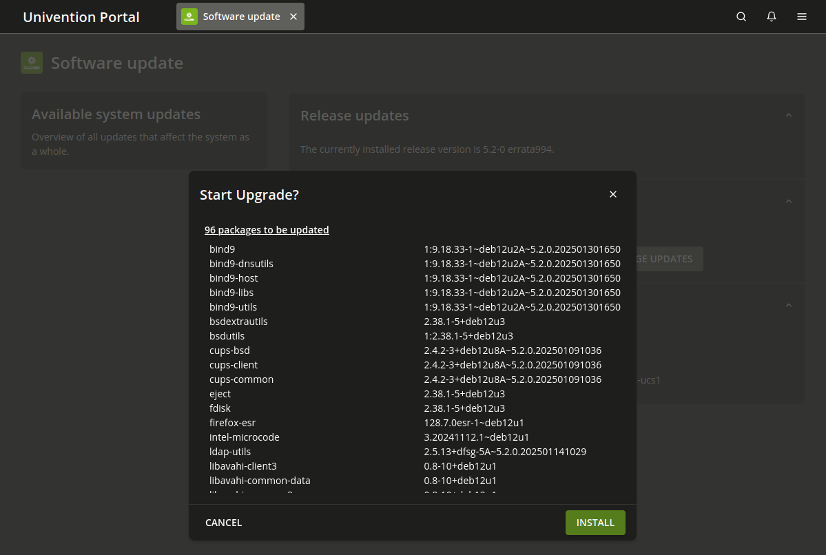 Updating a Nubus for UCS system through the 'Software update' management module