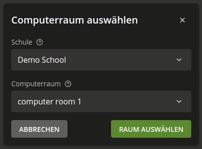 Auswahl eines Computerraums