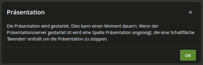 Start einer Bildschirmpräsentation